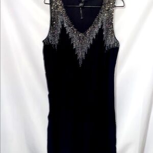 NWOT H&M Black and Silver Sequin Embellished SLEEVELESS Dress SOFT FLOWY